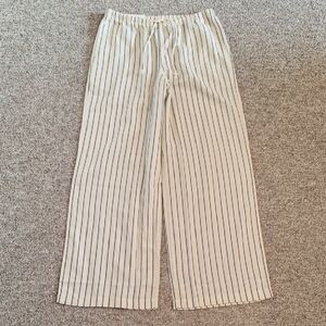 Uniqlo Off-White Striped Linen Pants New, Size Small